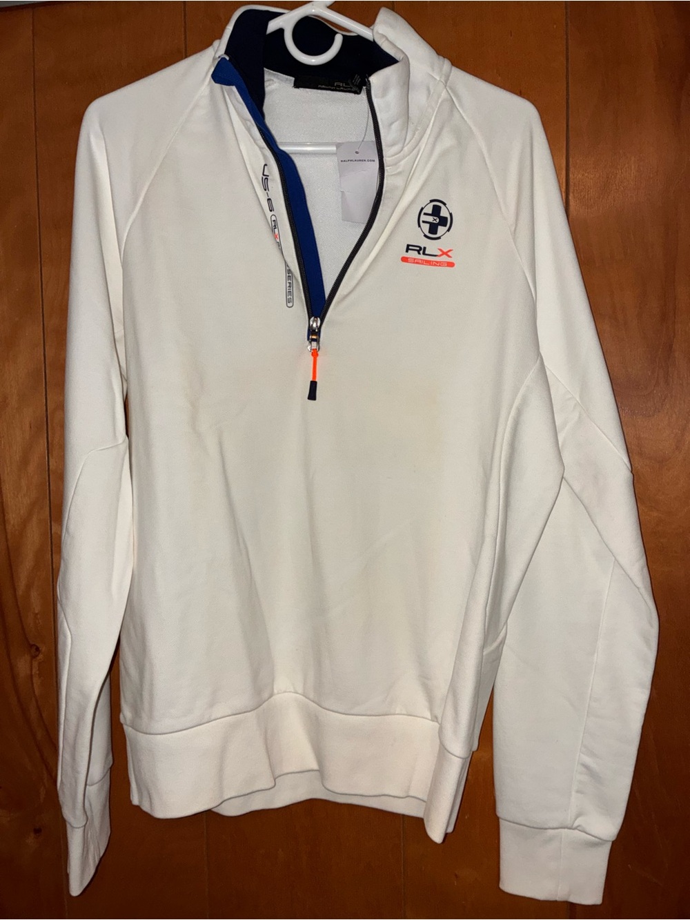 Ralph LaurenMen’s Cream Quarter-Zip Performance Sweater Sz M